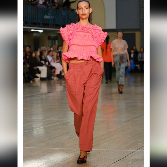 Molly Goddard Clay Brick Red Pleated Chinos Poly/Cotton sz 6 - Picture 1 of 10